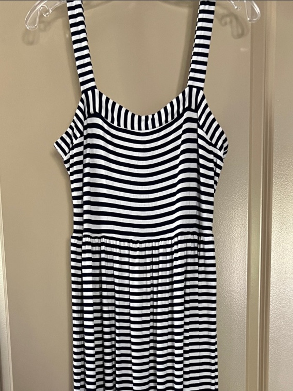 LOFT Navy and White Striped Maxi Dress